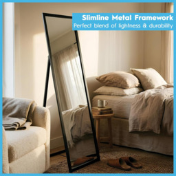 Harbour Housewares Rectangular Full-Length Freestanding Mirror - 137cm x 35.5cm - Black - thumbnail 6