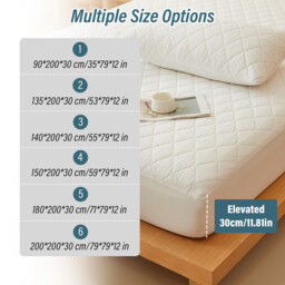LeBonsoir Waterproof Mattress Protector， Home Quilted Double Mattress Protector 30 cm Extra Deep， Microfiber Fitted Mattress Cover Double Bed， Machine Washable Bed Cover (180 x 200cm)， White - thumbnail 2