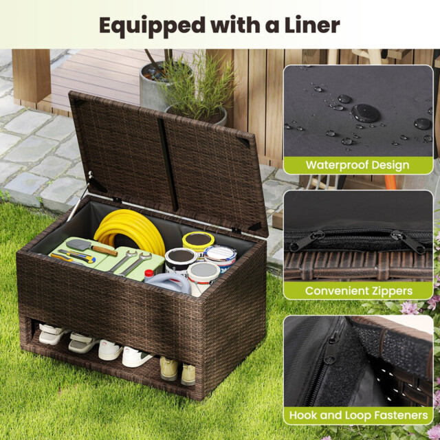 Costway PE Rattan Storage Bin with Waterproof Liner and Shoe Rack - image 1