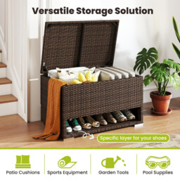 Costway PE Rattan Storage Bin with Waterproof Liner and Shoe Rack - thumbnail 3