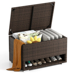 Costway PE Rattan Storage Bin with Waterproof Liner and Shoe Rack - thumbnail 2