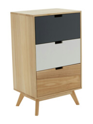 Interiors by Premier Drawer Chest Watson 3 Drawer Natural/Grey/White - thumbnail 2