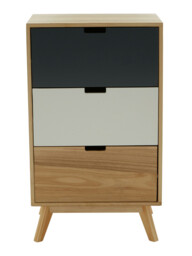Interiors by Premier Drawer Chest Watson 3 Drawer Natural/Grey/White - thumbnail 1