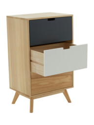 Interiors by Premier Drawer Chest Watson 3 Drawer Natural/Grey/White - thumbnail 4
