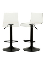 Interiors by Premier Bar Stool Adjustable Baina Acrylic Clear/Black Set of 2 - thumbnail 3