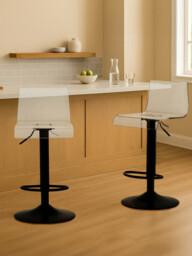 Interiors by Premier Bar Stool Adjustable Baina Acrylic Clear/Black Set of 2 - thumbnail 1