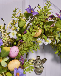 WeRChristmas Spring Door Wreath with Artificial Flowers & Eggs, Purple, 28 inches - thumbnail 2