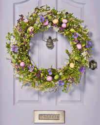 WeRChristmas Spring Door Wreath with Artificial Flowers & Eggs, Purple, 28 inches - thumbnail 6