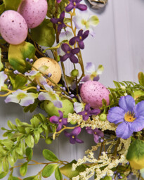 WeRChristmas Spring Door Wreath with Artificial Flowers & Eggs, Purple, 28 inches - thumbnail 4