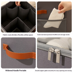 JORDAN&JUDY Beige Fabric Foldable Shoe Box with Lid, Dust-Proof, Stackable, Space-Saving - thumbnail 5
