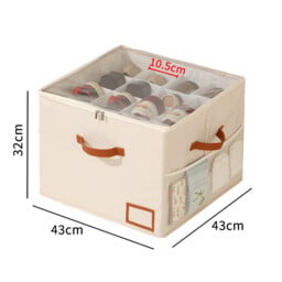 JORDAN&JUDY Beige Fabric Foldable Shoe Box with Lid, Dust-Proof, Stackable, Space-Saving - thumbnail 3