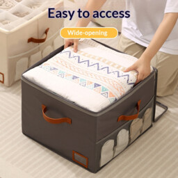 JORDAN&JUDY Beige Fabric Foldable Shoe Box with Lid, Dust-Proof, Stackable, Space-Saving - thumbnail 6