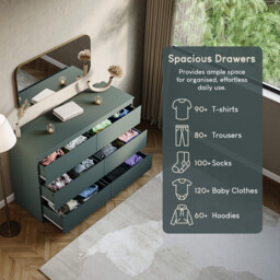 Vida Designs Drawer Chest Denver 6 Drawers Green - thumbnail 3