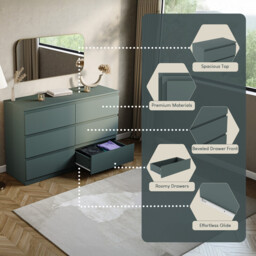 Vida Designs Drawer Chest Denver 6 Drawers Green - thumbnail 4
