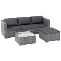 "Garden Vida Hampton 4 Seater Corner Rattan Set, Grey " - thumbnail 2
