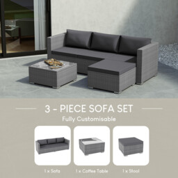 "Garden Vida Hampton 4 Seater Corner Rattan Set, Grey " - thumbnail 5