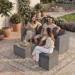 "Garden Vida Hampton 4 Seater Corner Rattan Set, Grey " - thumbnail 6