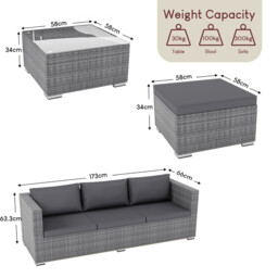 "Garden Vida Hampton 4 Seater Corner Rattan Set, Grey " - thumbnail 4