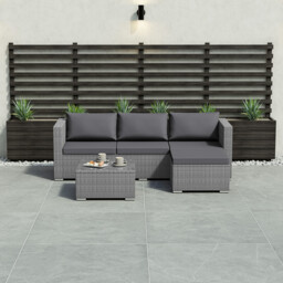 "Garden Vida Hampton 4 Seater Corner Rattan Set, Grey " - thumbnail 7
