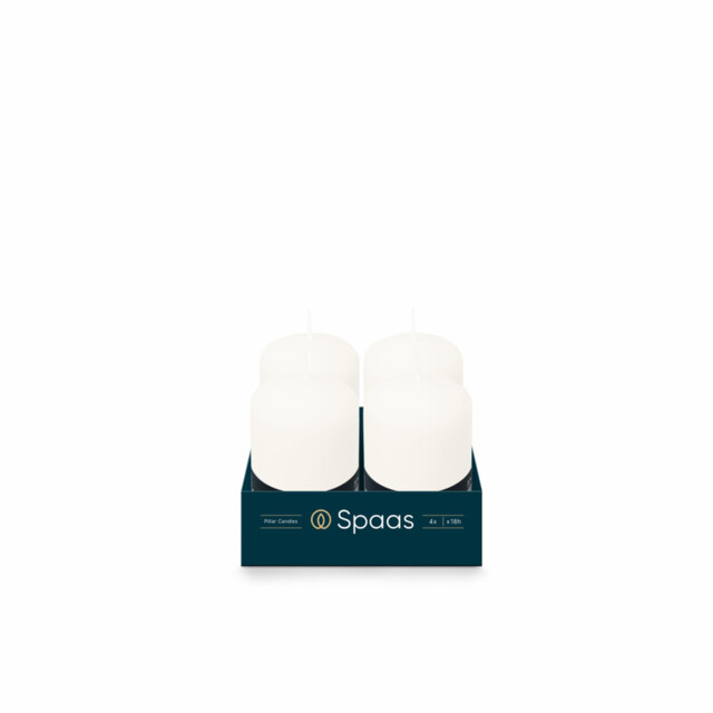 Spaas Pillar Candle Unscented White D:5xH:8cm 4Pcs - image 1