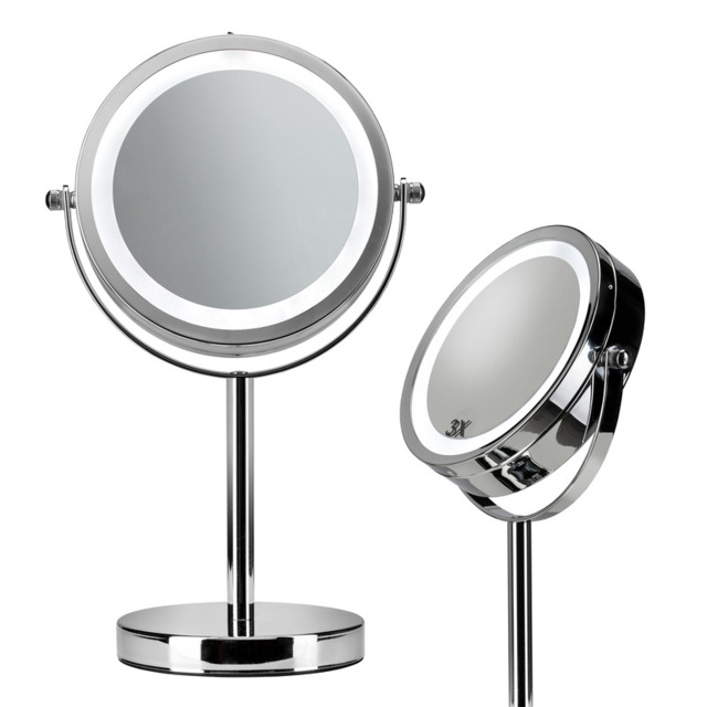 Croydex LED Makeup Mirror with 3x Magnification and Rotating Face - White - image 1