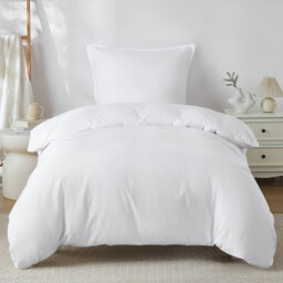 LeBonsoir White Bedding Duvet Cover Set，135x200cm/50x75cmx1 Breathable Durable Soft Comfy， with Zip， 2 Pieces， Includes 1 Duvet Cover & 2 Pillowcases，NO Comforter - thumbnail 4