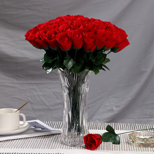 20Pcs 14in/36cm Home Placement of Single Artificial Roses, Flower Arrangement, Fake Flowers, Artificial Bouquets, Artificial Silk Flowers, Artificial Flowers(red) - image 1