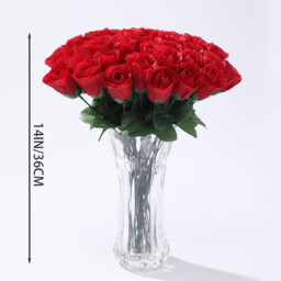 20Pcs 14in/36cm Home Placement of Single Artificial Roses, Flower Arrangement, Fake Flowers, Artificial Bouquets, Artificial Silk Flowers, Artificial Flowers(red) - thumbnail 4