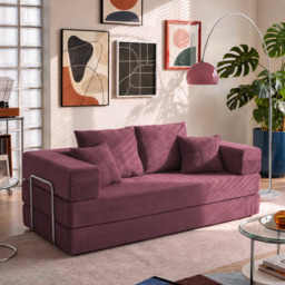 YINIX Compressed Convertible Sleeper Sofa, 62/78-inch Folding Floor Couch, 4-in-1 Memory Foam Futon with Back Support Pillows and Track Arms, Living Room Use Wine Red 160cm