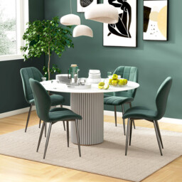 Homcom Dining Chairs, Checked Soft-Touch Fabric, Green, 4 Pcs - thumbnail 2