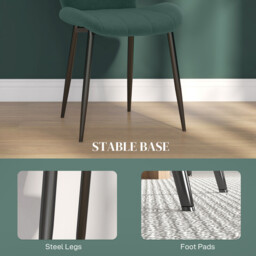 Homcom Dining Chairs, Checked Soft-Touch Fabric, Green, 4 Pcs - thumbnail 7