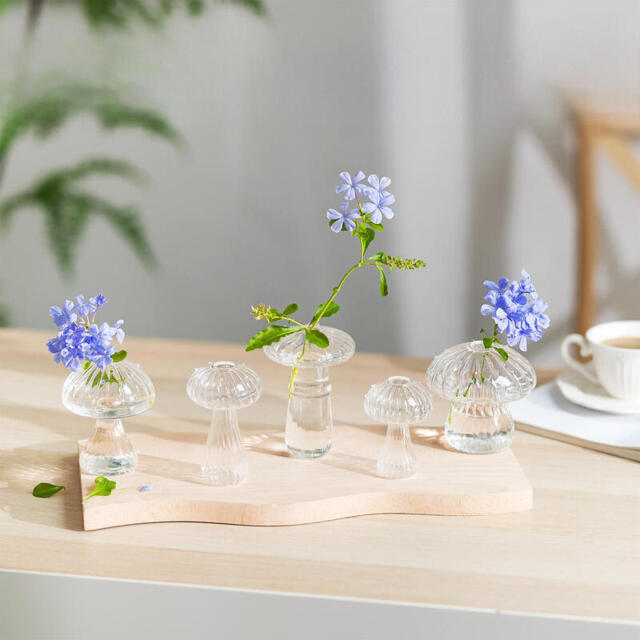 Mushroom Plant Terrarium, Set of 10 Unique Propagation Station, Small Cute Planters, Hydroponic Decorative Planters for Indoor Plants, Clear Blown Glass Flower Vase for Dining Table Decor - image 1