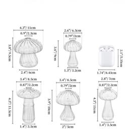 Mushroom Plant Terrarium, Set of 10 Unique Propagation Station, Small Cute Planters, Hydroponic Decorative Planters for Indoor Plants, Clear Blown Glass Flower Vase for Dining Table Decor - thumbnail 2