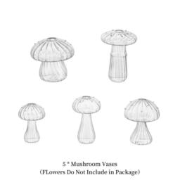 Mushroom Plant Terrarium, Set of 10 Unique Propagation Station, Small Cute Planters, Hydroponic Decorative Planters for Indoor Plants, Clear Blown Glass Flower Vase for Dining Table Decor - thumbnail 5
