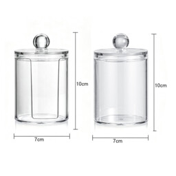 JORDAN&JUDY Transparent Acrylic Plastic Cotton Swab Box, Desktop Storage Box for Cotton Pads and Dental Floss (Round*3+with side opening*1) - thumbnail 2