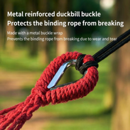 ochama x J.ZAO Double Rainbow Camping Hammock, 200×150cm, Load Capacity 150kg, Wooden Spreader Bars, Metal Buckles, Breathable Canvas Fabric, with 1 Storage Bag & 2 Straps - thumbnail 4