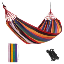 ochama x J.ZAO Double Rainbow Camping Hammock, 200×150cm, Load Capacity 150kg, Wooden Spreader Bars, Metal Buckles, Breathable Canvas Fabric, with 1 Storage Bag & 2 Straps - thumbnail 1