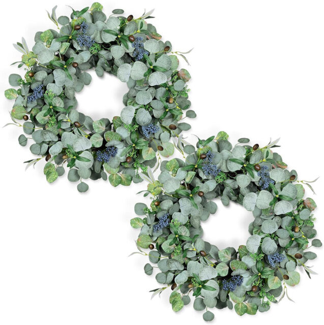 DDHS 24inch olive eucalyptus wreath-1pcs - image 1
