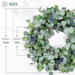 DDHS 24inch olive eucalyptus wreath-1pcs - thumbnail 3