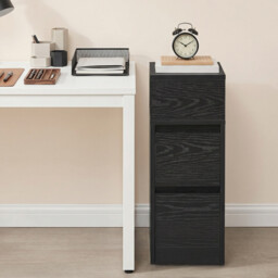 Ochama Set of 2 Narrow Side Tables, Slim End Table with 2 Drawers, 1 Open Compartment, for Living Room, Bedroom, Black - thumbnail 5