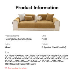 Ochama Chenille Sofa Cushion Cover, Herringbone Throw Pillow Protector, Sofa Cushion Protector, 45×45 cm - Khaki - thumbnail 5