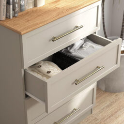 Galano Cleverton 4-Drawer Chest – Storage Cabinet & Closet Organizer for Bedroom, Hallway & Entryway (Light Grey/Oak) - thumbnail 3
