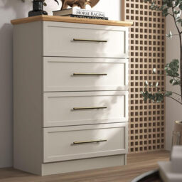 Galano Cleverton 4-Drawer Chest – Storage Cabinet & Closet Organizer for Bedroom, Hallway & Entryway (Light Grey/Oak) - thumbnail 5