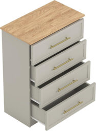 Galano Cleverton 4-Drawer Chest – Storage Cabinet & Closet Organizer for Bedroom, Hallway & Entryway (Light Grey/Oak)