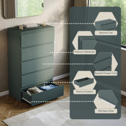 Vida Designs Drawer Chest Denver 5 Drawers Green - thumbnail 5