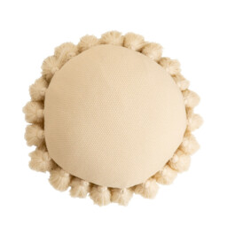 MEROPE, Acrylic Fringed Round Cushion, 45x45cm, ivory, 1pack - thumbnail 2