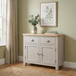 Sideboard Windermere 2 Drawers Oak Top Grey/Natural - thumbnail 1