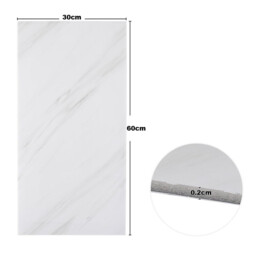 LIVINGANDHOME 10 Pcs Waterproof Marble Wall Tile Stickers, White - thumbnail 4