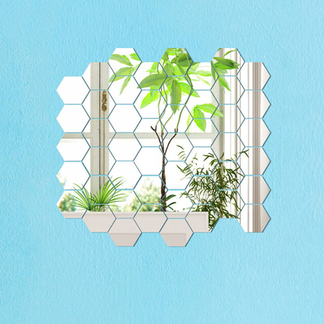 12pcs PVC mirror-finish hexagonal stickers, can be spliced ​​together, artistic decoration.20*23cm - image 1