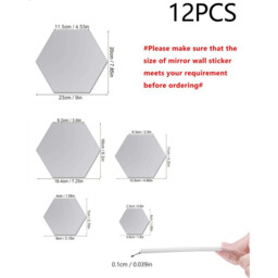 12pcs PVC mirror-finish hexagonal stickers, can be spliced ​​together, artistic decoration.20*23cm - thumbnail 5